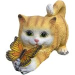 Statue de chat et de papillon statues de jardin statue solaire de chat avec lumires led pour dcoration ...