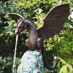 Statue de dragon de jardin fontaine ornement de dragon sculpture deau en rsine pour dcoration de jardin ...