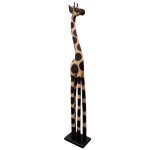 Statue girafe debout 100cm en bois dco africaine