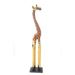 Statue girafe 100cm en bois d�coration savane safari