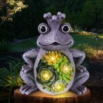 Statue grenouille solaire r�sine d�coration jardin ext�rieur lumineuse label
