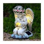Statue du jardin des anges figurine dange priant sculpture ange gardien avec lampe led solaire auto - ...