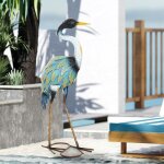 Statue jardin exterieur sculpture de h�ron en m�tal d�coration de jardin exterieur 63 cm multicolore