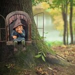 Statue de jardin en r�sine d�coration f�erique nain de jardin accroch� � un arbre pour orner votre jardin ...