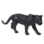 Statue lopard en mouvement, 70x18x28 cm, en rsine, noir