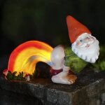 Statue de nain de jardin avec lumire led solaire figurine en rsine rsistante aux intempries couleurs ...