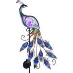 Statue de paon en m�tal de 80 cm lumi�re solaire led ornement d�coratif pour jardin �clairage de terrasse ...