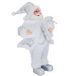 Statue du p�re no�l d�coration de no�l vieil homme debout cadeau pour enfants 30 cm - argent