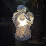Statuette ange f�e avec lumi�re solaire - jardin r�sine figurine ornament d�coration - 14. 5x15. 5x20cm ...