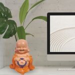 Statuette bouddha rieur avec chapelet - porte - bonheur rempli de positivit� - idee cadeau spirituel ...