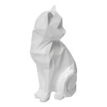 Statuette - atmosphera - chat origami - rsine - blanc - h20. 5 cm