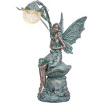 Statuette elfe de jardin en bronze 35 cm avec boule de verre solaire et éclairage solaire. Statuette elfe de jardin en bronze 35 cm avec boule de verre solaire et éclairage solaire.
