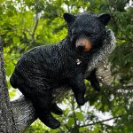 Statuette doursourson noir qui sieste dans un arbre figurine dart en rsine pour jardin adorable sculpture ...