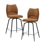 Stela - lot de 2 tabourets pivotants en tissu rouille pitement mtal noir