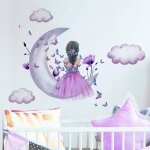 Stickers autocollants papillon fillelune nuages fleur fe sticker mmural papillons dcoration murale ...