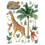 Sticker d�coration murale - animaux de la jungle - multicolore - 65 x 85 cm - pour enfants