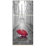 Stickers frigo dco cuisine paris : dimensions - 70x170cm fond - fond blanc