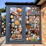 Stickers - lettres adhesives - 9 feuilles sticker de fenetre de paques - r�utilisable - d�corations de ...