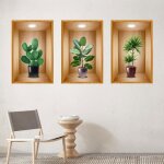 Sticker mural 3d - d�coration murale - plantes - vinyle - 30x45cm - auto - adh�sif vert vert stickers ...