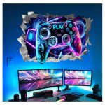 Stickers muraux 3d enfant gamer xxl autocollants muraux mural stickers jeu contr�leur pour chambre gar�on ...