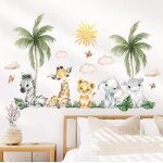 Stickers muraux afrique animaux plantes tropicales aquarelle Éléphant girafe stickers muraux pour enfants ... Stickers muraux afrique animaux plantes tropicales aquarelle Éléphant girafe stickers muraux pour enfants ...