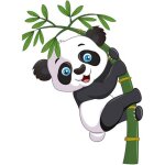 Sticker mural amusant - r�utilisable - panda g�ant grimpant au bambou