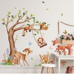 Stickers muraux animaux forêt arbre autocollant mural Écureuil cerf renard singe décoration murale chambre ... Stickers muraux animaux forêt arbre autocollant mural Écureuil cerf renard singe décoration murale chambre ...