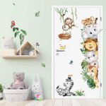 Stickers muraux animaux de la jungle autocollant mural safari lphant singe girafe dcoration murale ...