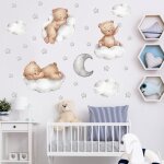 Stickers muraux - aqsacokiya - dcoration pour bb enfants chambre - autocollant mural ours nuages lune ...