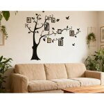 Sticker mural arbre photo - amovible - convient pour le salon la t�l�vision le canap� - noir