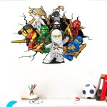 Sticker mural pour chambre denfant motif manga ninja art 3d dessin anim stickers muraux amovibles dcoration ...