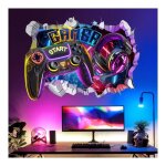 Stickers muraux enfant gamer 3d autocollant mural gaming xxl jeux vido contrleur dcoration murale ...
