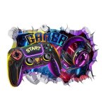 Stickers muraux gamer 3d autocollant mural gaming jeux vid�o d�coration murale salle de jeux chambre ...