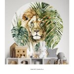 Sticker mural rond / cercle enfants - lumal�a - lion - adh�sif mat - diam�tre 90 cm