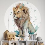 Sticker mural rond / cercle enfants - lumal�a - lion - adh�sif mat - diam�tre 90 cm