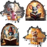 Sticker mural souris salon bordure murale dcoration papier peint amovible pour chambre denfants stickers ...