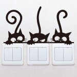Sticker mural - trois chats noirs - d�coration dint�rieur amusante - autocollant amovible pour interrupteur ...