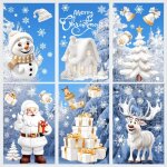 Stickers noel fen�tre blanc - 9 feuilles autocollant no�l fen�tre reutilisable decoration stickers vitre ...