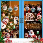 Stickers nol fentre decoration noel interieur maison autocollant pere noel fenetre rutilisable amovible ...