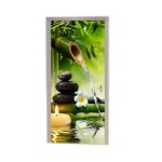 Sticker porte autocollant poster de porte 3d ide de mditation yoga paysage bambou vinyle affiche de ...