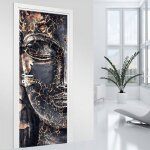 Stickers pour porte - bouddha - 3617680310892 - adhsif + protection mate - largeur 63 x hauteur 205 ...