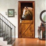 Stickers porte poster cheval 3d papier peint porte pour salon chambre dcor de la maison stickers muraux ...