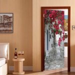 Stickers porte poster fleur 3d papier peint porte trompe loeil pour salon chambre d�coration de la maison ...