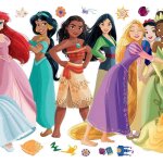 Stickers repositionnables - princesses disney - multicolore - vinyle - 91 cm x 42 cm