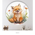 Stickers trompe loeil arche ronde enfants - lumal�a - renard - diam�tre 30 cm