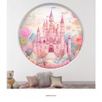 Stickers trompe loeil arche ronde enfants - lumal�a - ch�teau princesse - diam�tre 100 cm