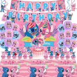 Stitch a anniversaire f�te d�coration ballons g�teau cupcake toppers parti faveurs