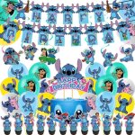 Stitch theme d�corations de f�te d?anniversaire cartes d?invitation ballons g�teau cupcake toppers banni�re ...