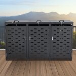 Stockage de poubelles abri de jardin 3 x 52. 79 gal avec couvercle à chaîne pour 3 poubelles Stockage de poubelles abri de jardin 3 x 52. 79 gal avec couvercle à chaîne pour 3 poubelles