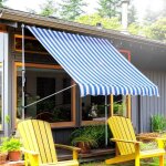 Store - store banne store en aluminium 200x150cm bleu / blanc hauteur r�glable - bras articul� pince ...